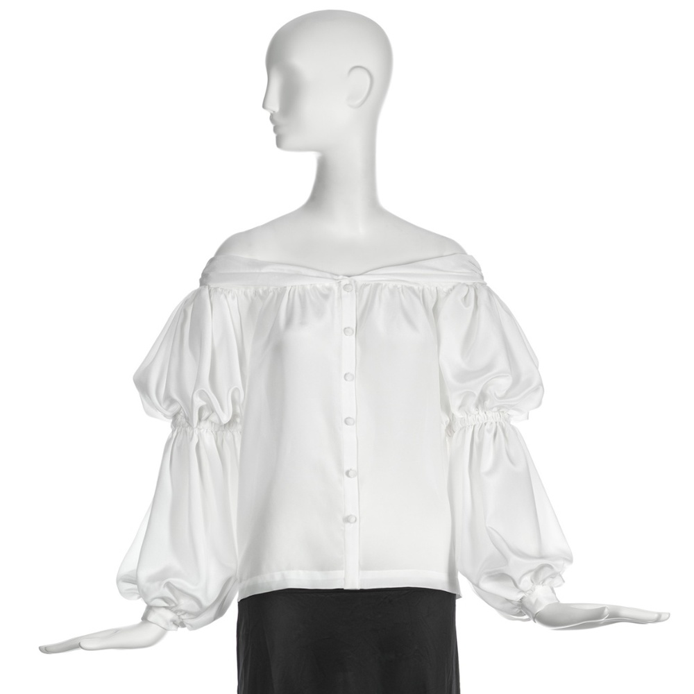 ALSO Blouse in White Silk Size Small